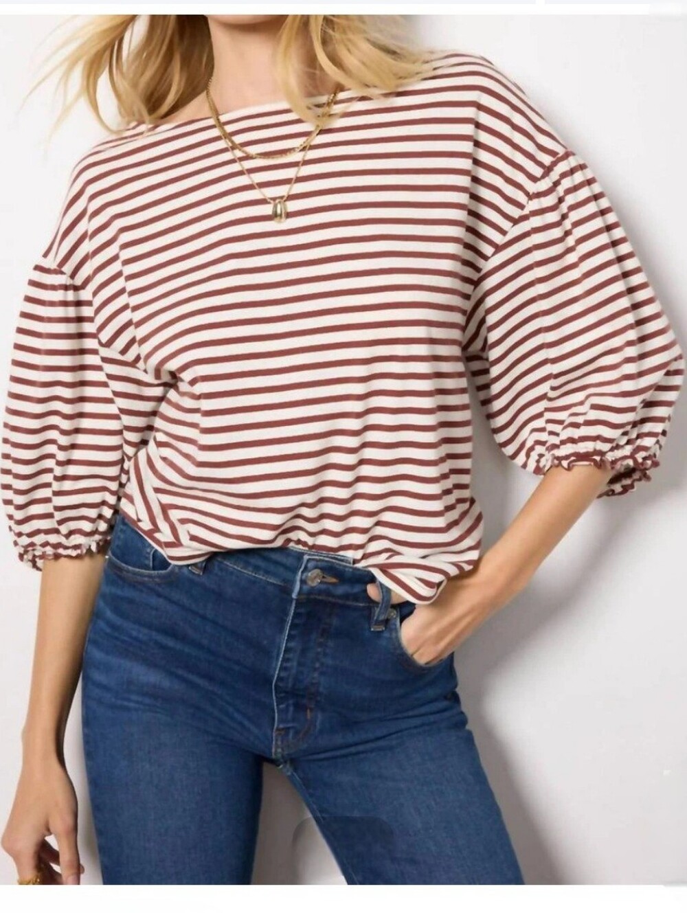 Nation Los Angeles Sandra Boatneck Top In Sable Stripe